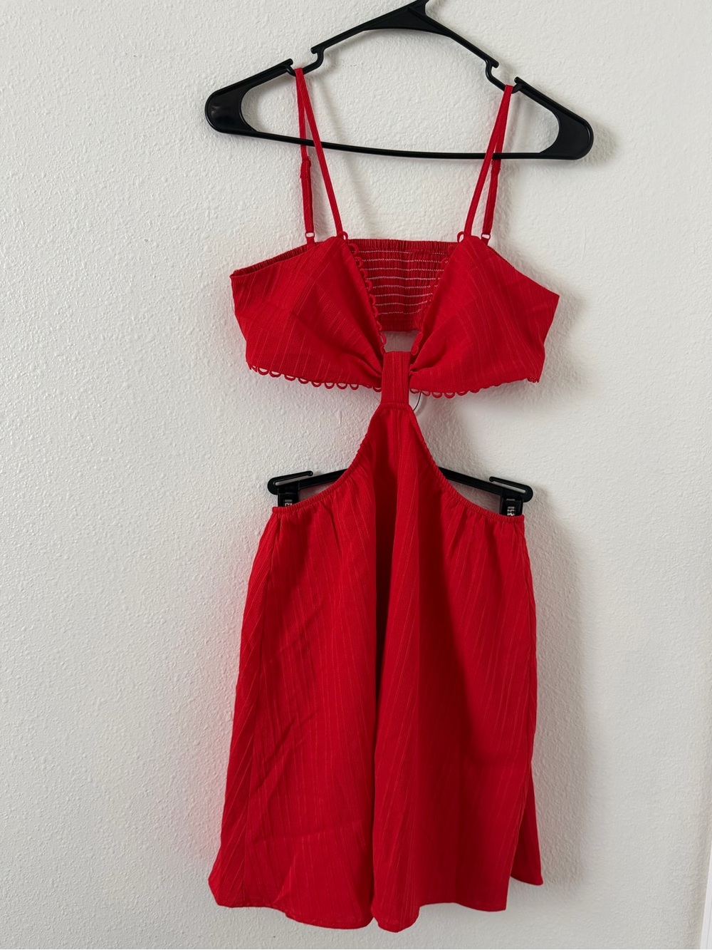 SHEIN Red Backless Cutout Spaghetti Strap Dress